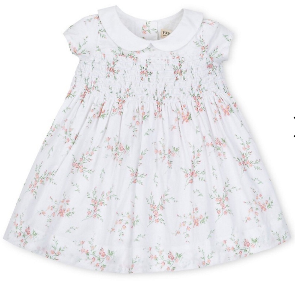 Hope and Henry Smocked Peter Pan Collar Dress Baby Girl 0-3 Months